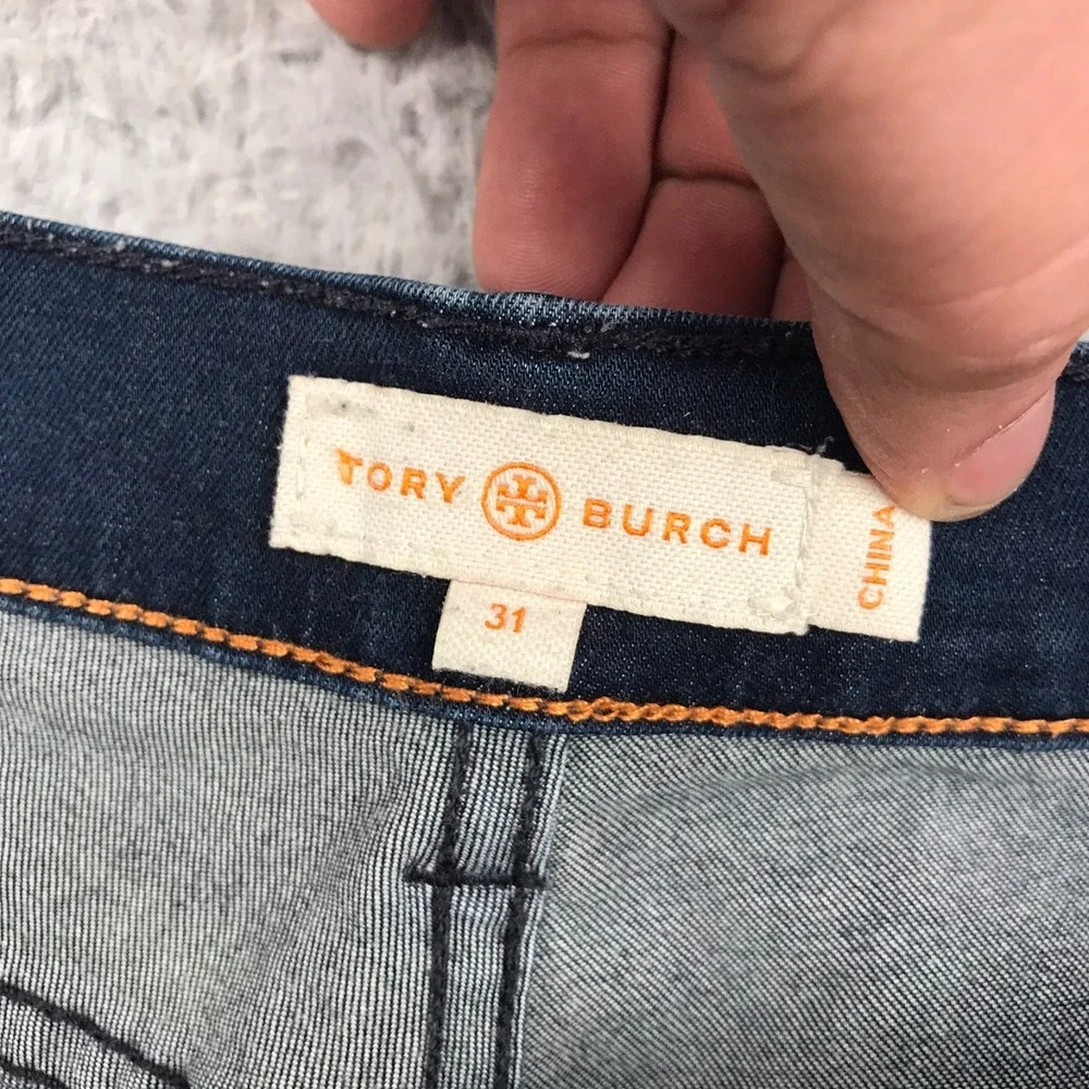 Tory Burch Leggings Jeans Womens 31 (34x29) Dark Wash Mid‎ Rise Skinny Stretch